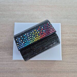 (NEW)Kurt Geiger London Mini Crystal Rainbow Clutch - Sparkly Envelope Party Bag